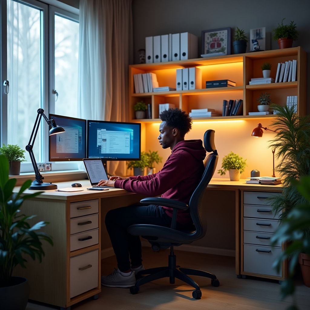 Configuration d'espace de travail ergonomique à domicile